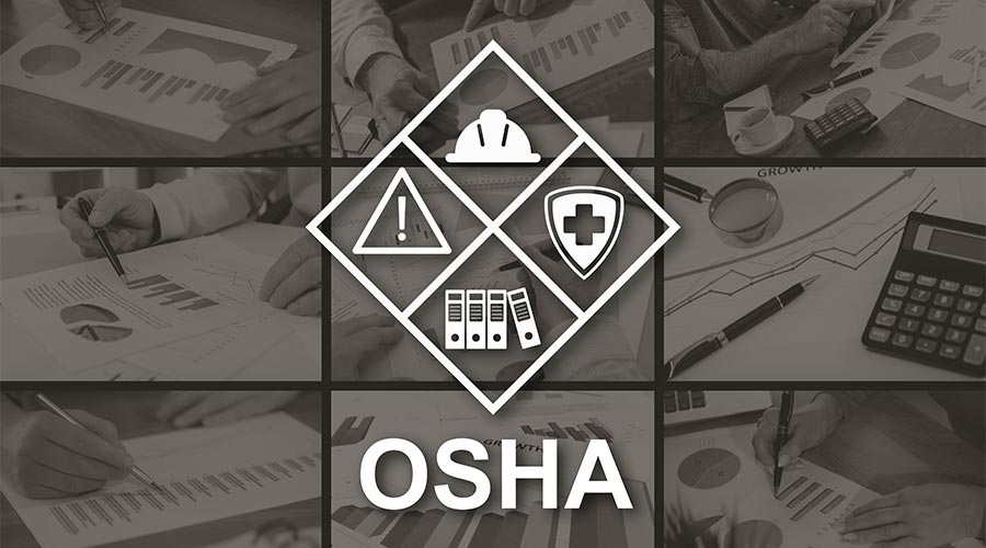 Osha concept illustrated by pictures on background