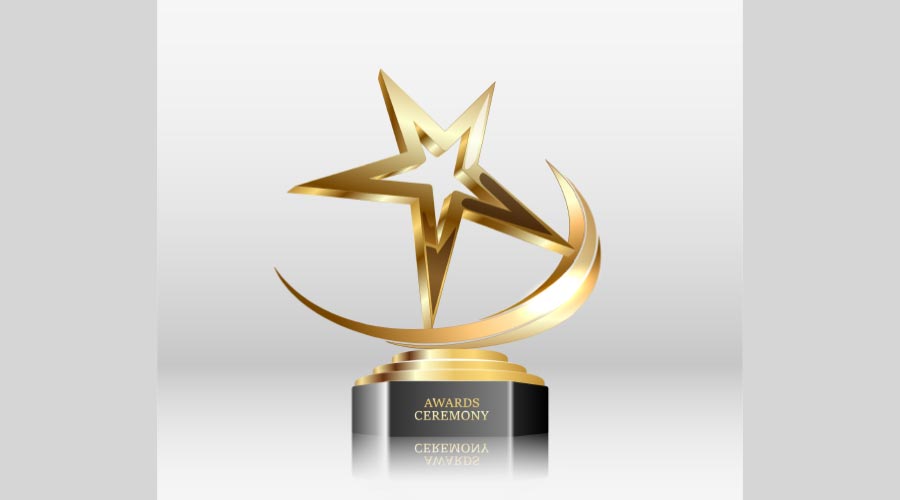 Realistic Golden Star Trophy Award in Vector