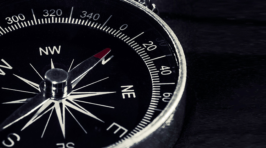 Compass On Black Background, Compass Copy Space