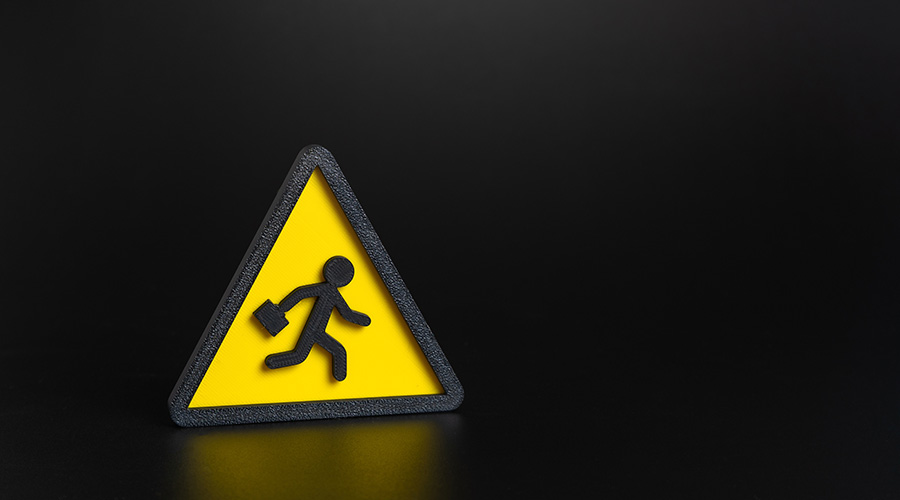 Symbol of a fleeing worker. Labor migration and departure of skilled professionals. Concept of workforce shortage, emigration, and global labor markets. Economics and policy.