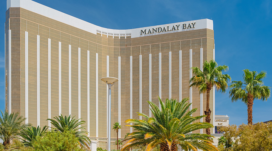 Las Vegas, Nevada, USA - May 5, 2022. Mandalay Bay resort and casino. Luxury hotel located directly on the Las Vegas Strip.