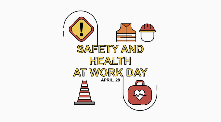 Worker safety day illustration. Safety and health work day in april
