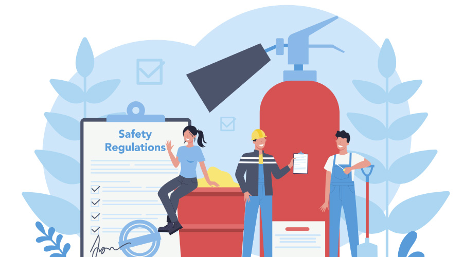 OSHA concept. Occupational safety and health administration. Government public service protecting worker from health and safety hazards on the job. Isolated flat vector illustration